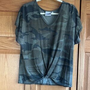 Dantelle Green Camo Twist Front Tee